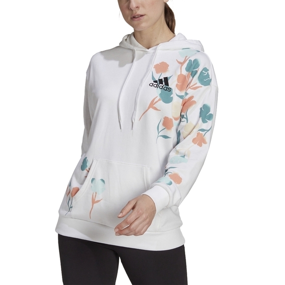 Adidas Women's Plus Size Floral Graphic Hoodie HB4572 White 3x NEW NWT - Picture 4 of 16